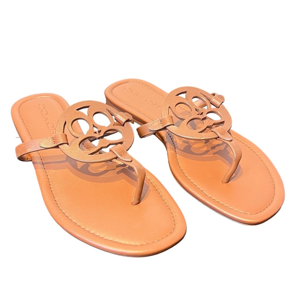 Coach Saddle 100 Leather Jaci Logo Top Sandal Size 6.5